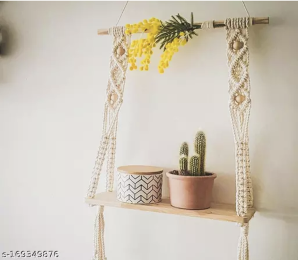 Lippan Macramé Wall Hanging Shelf